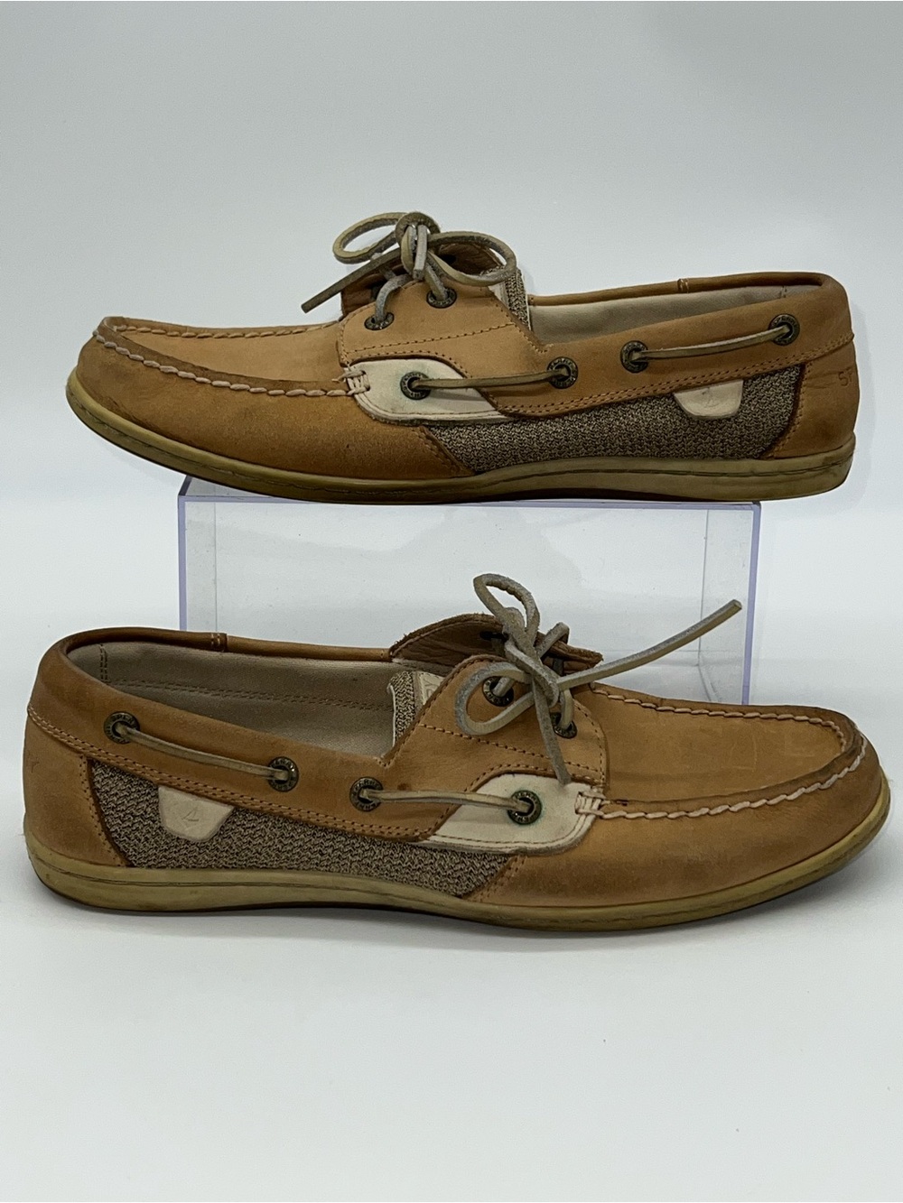 Sperry Women Tan/Beige Boat/Deck/Top Siders Shoes Loafers w/Leather Laces-Size 9